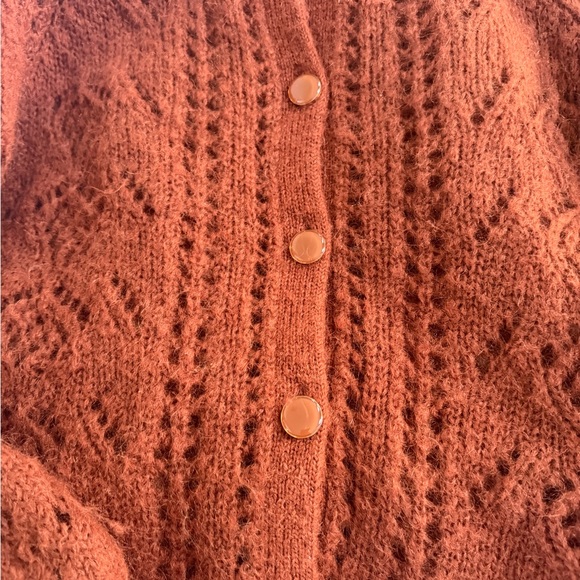 Sezane Burnt Orange Button-Front Knit Cardigan - Picture 3 of 6